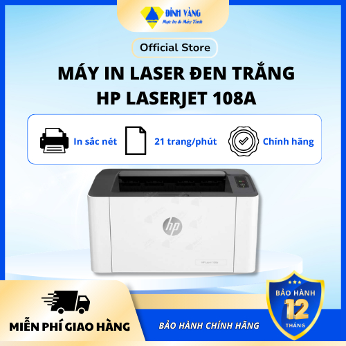 Máy In Laser Đen Trắng HP LaserJet 108A (4ZB79A) - Hàng Chính Hãng - Bảo Hành 12 Tháng