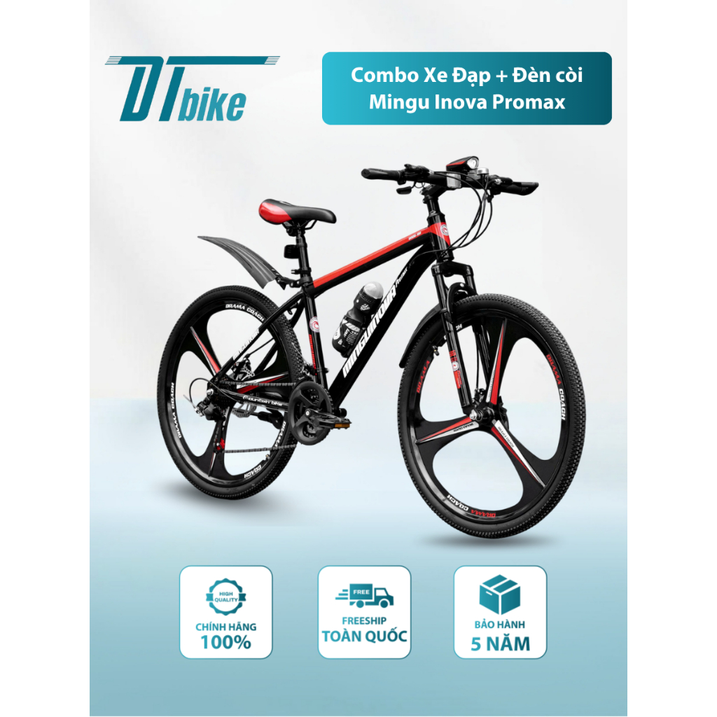 [Combo Tiện Ích] Xe Đạp Thể Thao + Đèn Còi Mingu Inova Promax - Xe Đạp Địa Hình 21 Tốc Độ, Phanh Đĩa
