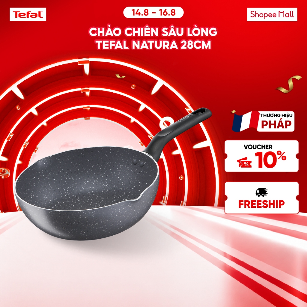 Chảo sâu lòng Tefal Natura 28cm, dùng cho bếp gas và hồng ngoại - BH 2 năm - B2266695