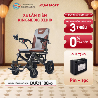 [TẶNG KÈM PIN, SẠC] Xe Lăn Điện KINGMEDIC XLD10 Tốc Độ Tối Đa 6Km/H, Phanh Điện Từ An Toàn