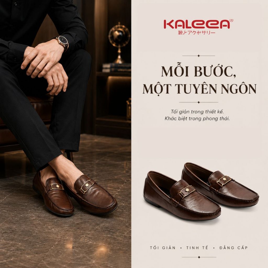 Kaleea GN02 - Giày Da Nam Cao Cấp 1.5cm, Giày Lười Nam Da Bò Mềm, Thiết Kế Sang Trọng Lịch Lãm