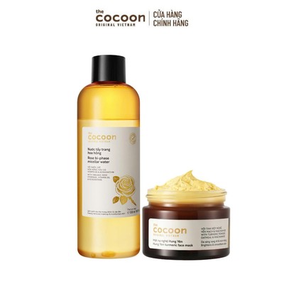 [MUA 2 GIẢM 40%] Combo Nước tẩy trang hoa hồng Cocoon 500ml + Mặt nạ nghệ Hưng Yên 30ml