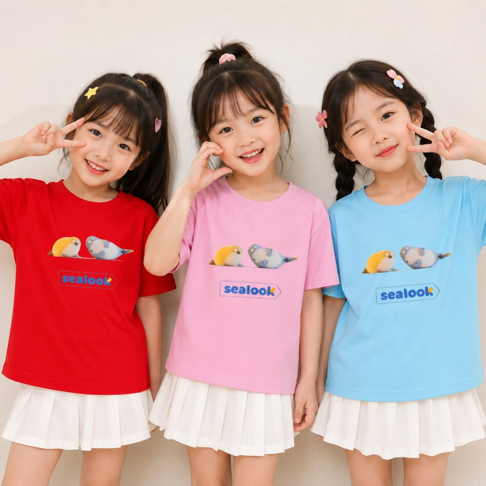Áo thun cho bé trai bé gái in hình SEALOOK CARTOON, Áo thun trẻ em vải poly cao cấp co giãn 4 chiều 