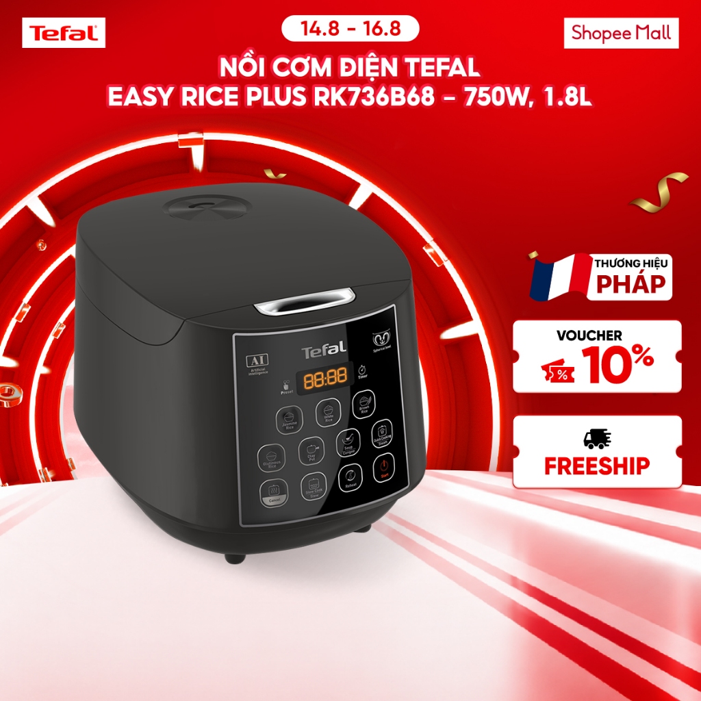 Nồi cơm điện Tefal Easy Rice Plus RK736B68 - 750W, 1.8L