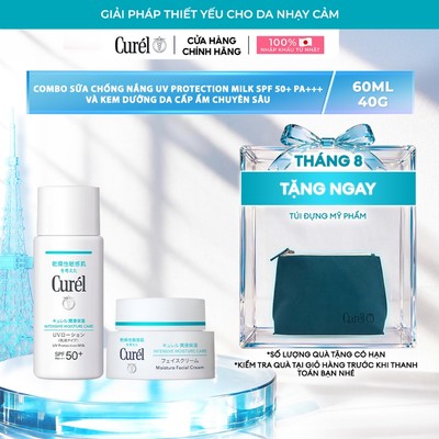 Combo sữa chống nắng Curel UV Protection Milk SPF 50+ PA+++ 60ml và Kem dưỡng da Curel cấp ẩm chuyên sâu 40g