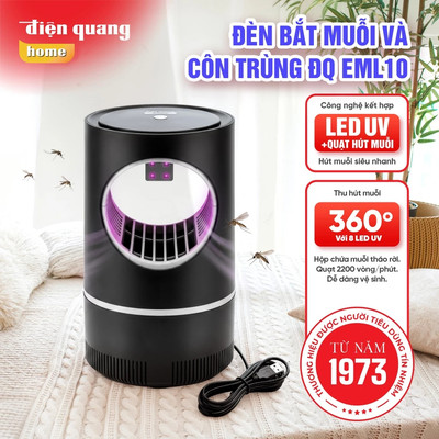 [KOL] Đèn Bắt Muỗi và Côn Trùng Điện Quang EML10, Tích Hợp Quạt Để bàn Mini - Bảo Hành 12 Tháng