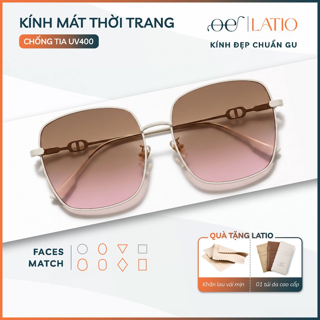 Kính râm nữ LATIO, kính mát thời trang cao cấp thiết kế màu sắc trẻ trung, kính chống tia UV giúp bả