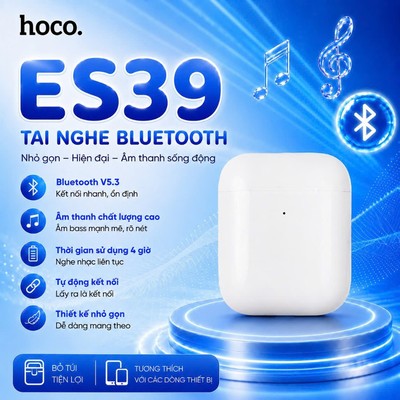 Tai nghe bluetooth V5.3 Hoco ES39 Âm bass mạnh, Thời lượng pin lâu, nhỏ gọn sang trọng dùng đến 4 giờ