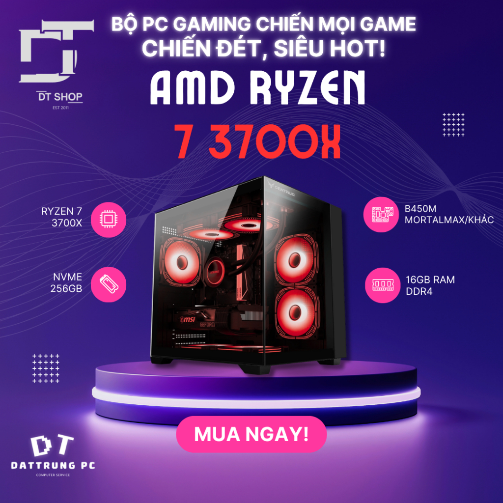PC Chuyên Game/ Làm Việc Ngon - Ryzen 7 3700X | RAM 16GB | SSD NVMe 256GB | Tản Khí CR1000, (Card Tù