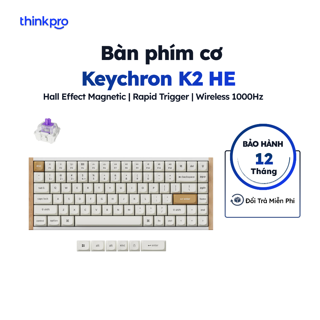 Bàn Phím Cơ Keychron K2 HE Wireless Layout 75%, Magnetic Switch, Hỗ Trợ Rapid Trigger QMK/VIA