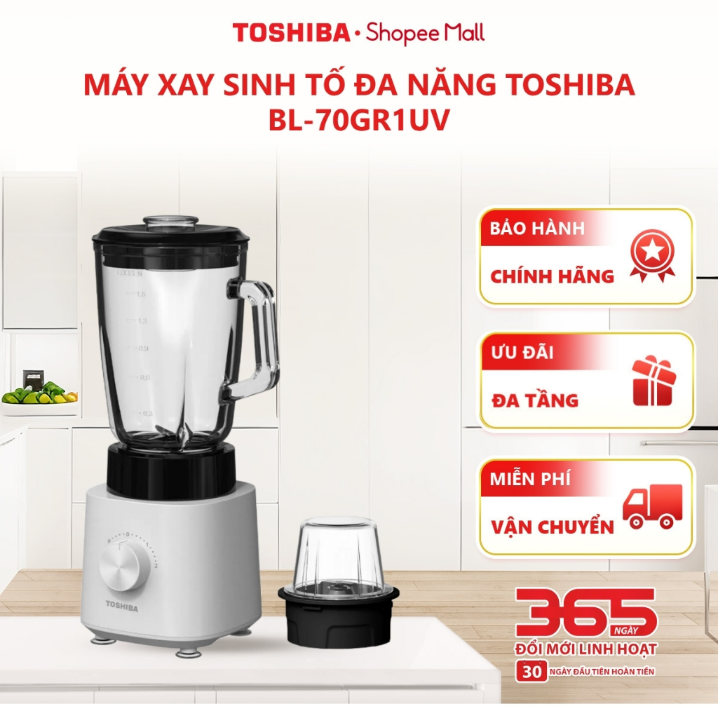 Máy xay sinh tố đa năng Toshiba BL-70GR1UV (Đen) - Bảo hành chính hãng 12 tháng
