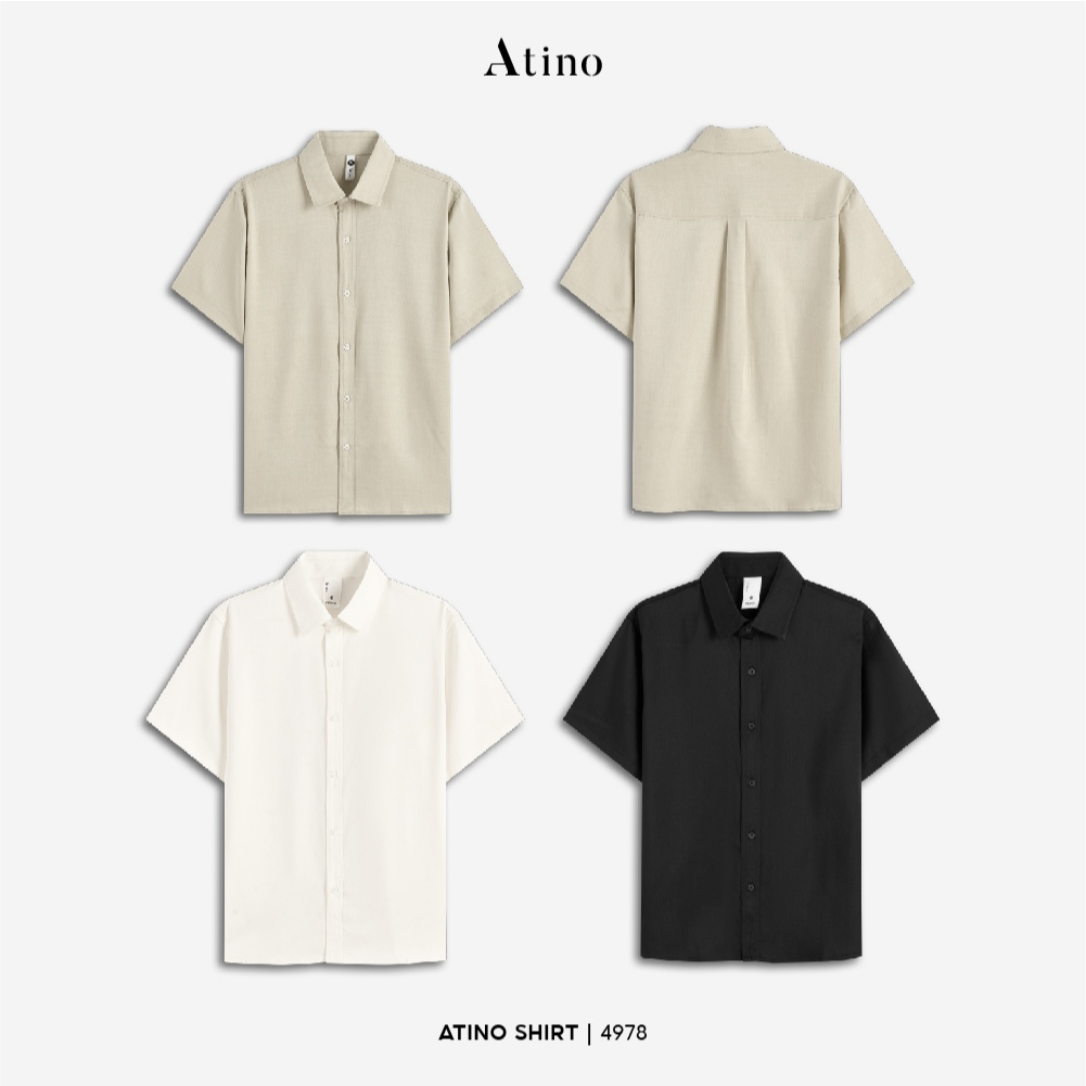 Áo Sơ Mi Nam Ngắn Tay ATINO Trơn Basic Dáng Vừa, Vải Co Giãn Ít Nhăn Giữ Form Tốt L.3.4978