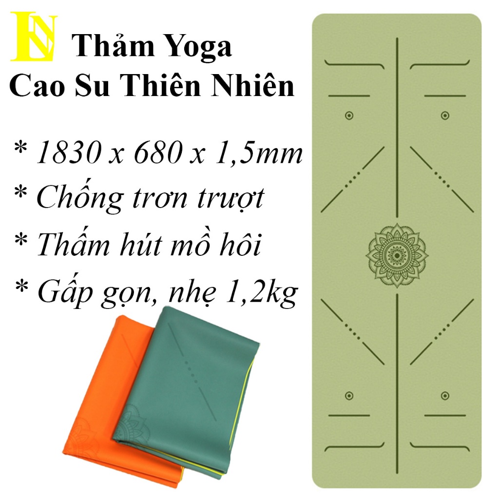 Thảm Yoga Lnn Sport Dày 1.5mm Định Tuyến Gấp Gọn Nhẹ Cao Su Thiên Nhiên Chống Trấy Chống trượt DT01