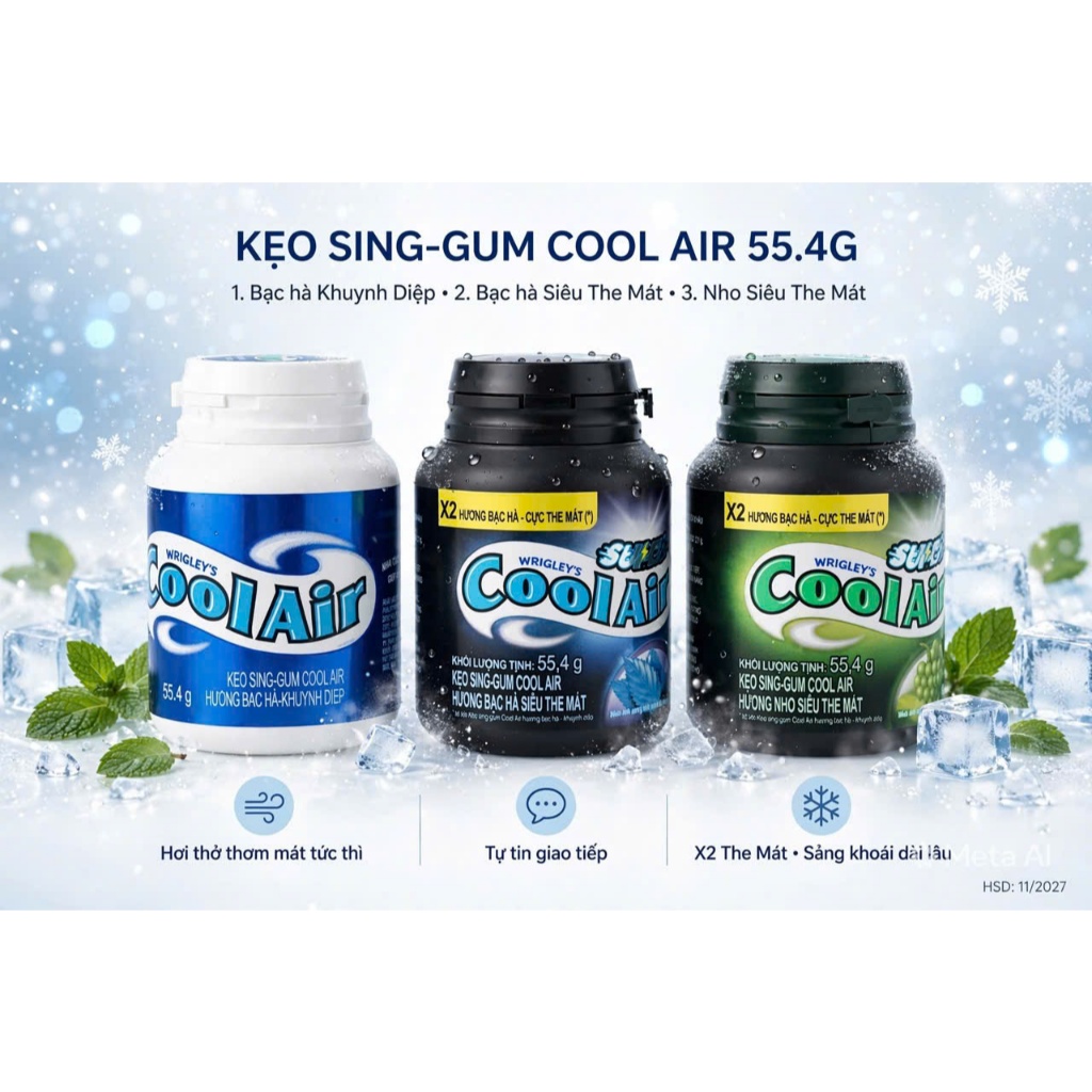 Kẹo singum Coolair, Doublemint 58.4gr - Date 09/2027