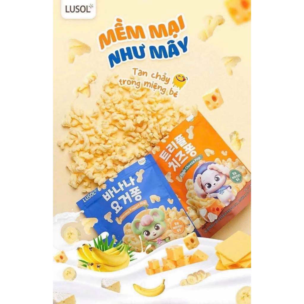 BÁNH ĂN DẶM LUSOL HÀN QUỐC 25G – VỊ SỮA CHUA CHUỐI & PHÔ MAI