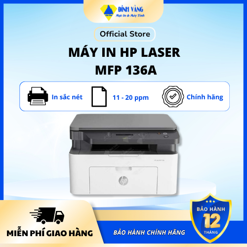 Máy In Đa Năng HP Laser MFP 136A (In, Scan, Copy) - Hàng Chính Hãng - Bảo Hành 12 Tháng