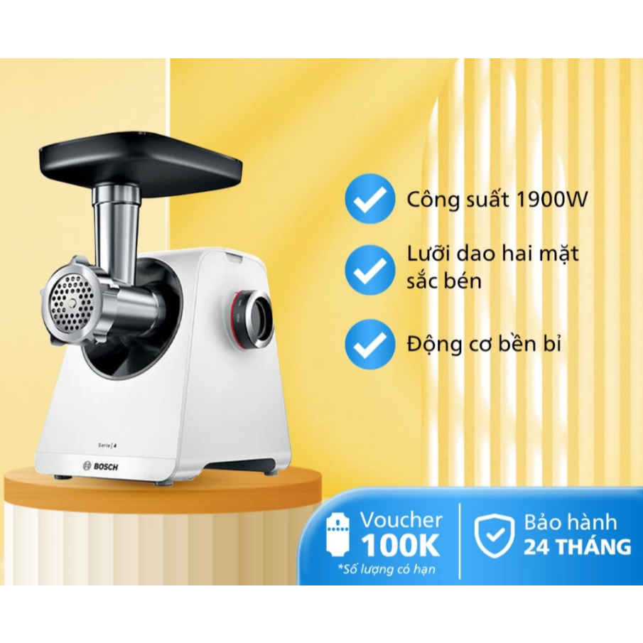 Máy xay thịt BOSCH MFWS420W Máy xay nhuyễn thịt, Công Suất 1900W - BH 24 THÁNG