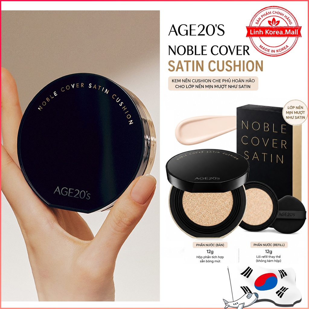 Phấn Tươi AGE20's Noble Cover Satin Cushion 12g + lõi thay thế 12g