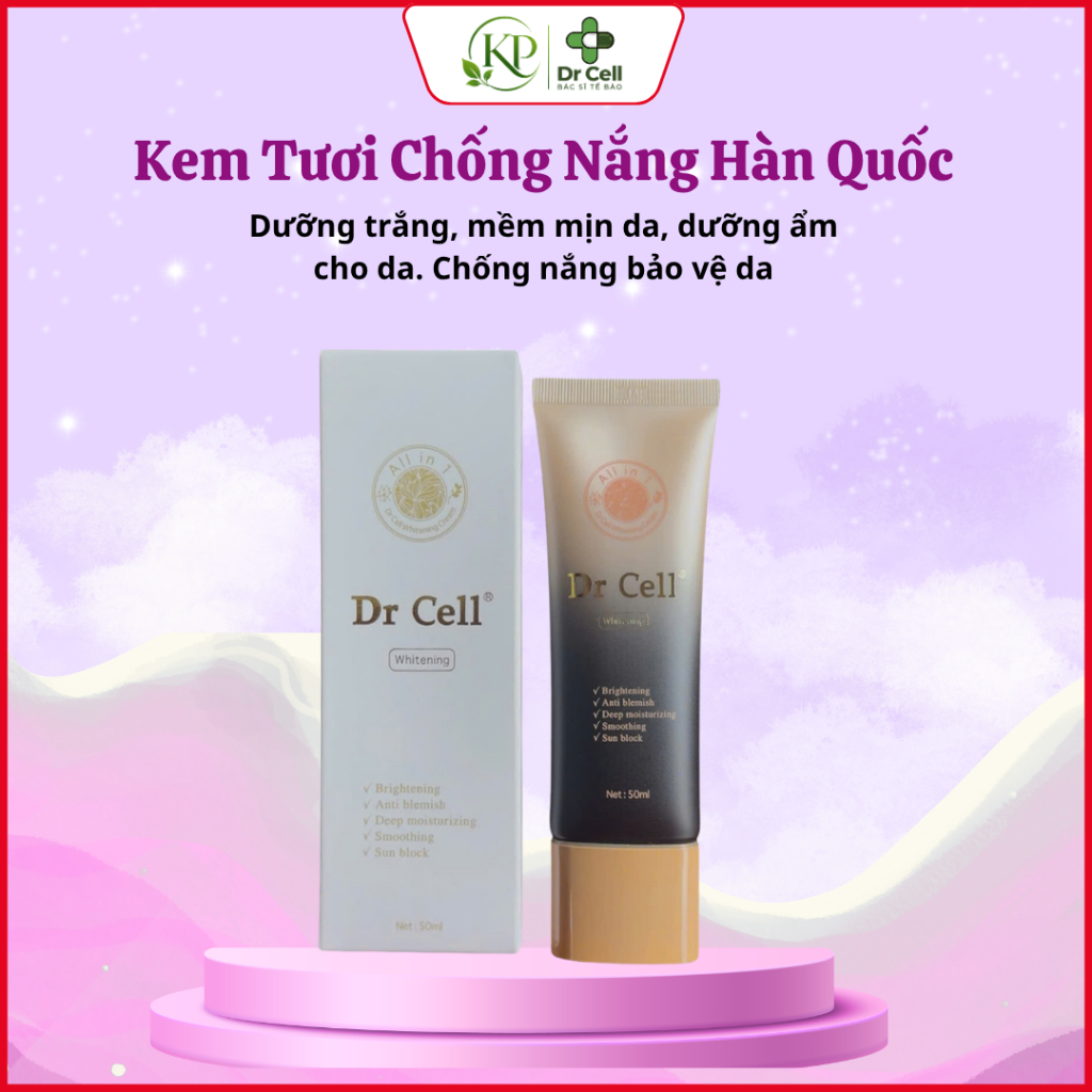 Kem Tươi Chống Nắng Dr Cell dưỡng trắng da ban ngày chống nắng mềm mịn da 50ml [ Hàng chính hãng nhập khẩu Hàn Quốc]