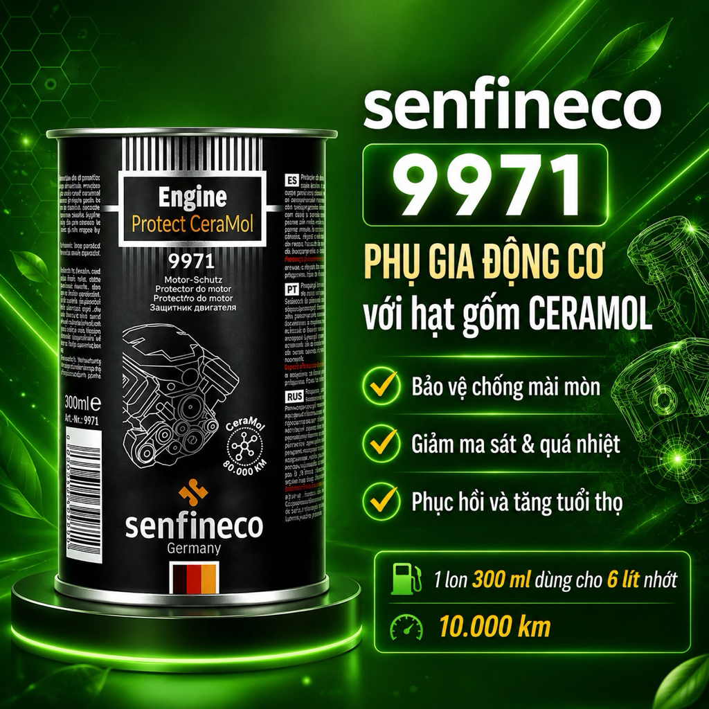Senfineco Germany 9971 Phụ Gia Nhớt Cao Cấp CERAMOL Phủ Nano Gốm Phục Hồi Bảo Vệ Động Cơ