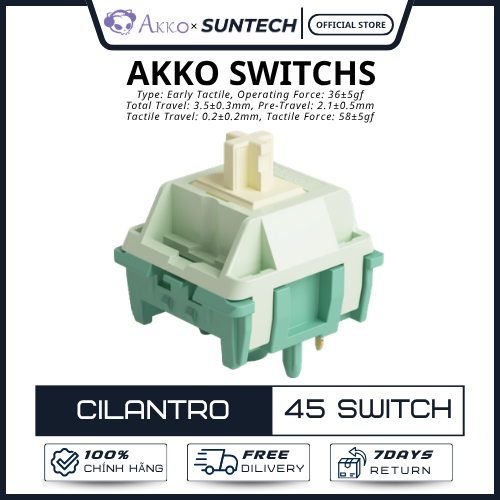 Pack 45 Switch AKKO Cilantro - Switch 5-Pin Cao Cấp, Dòng Linear Mượt Mà, Pre-lubed, Âm Thanh Đầm Ch
