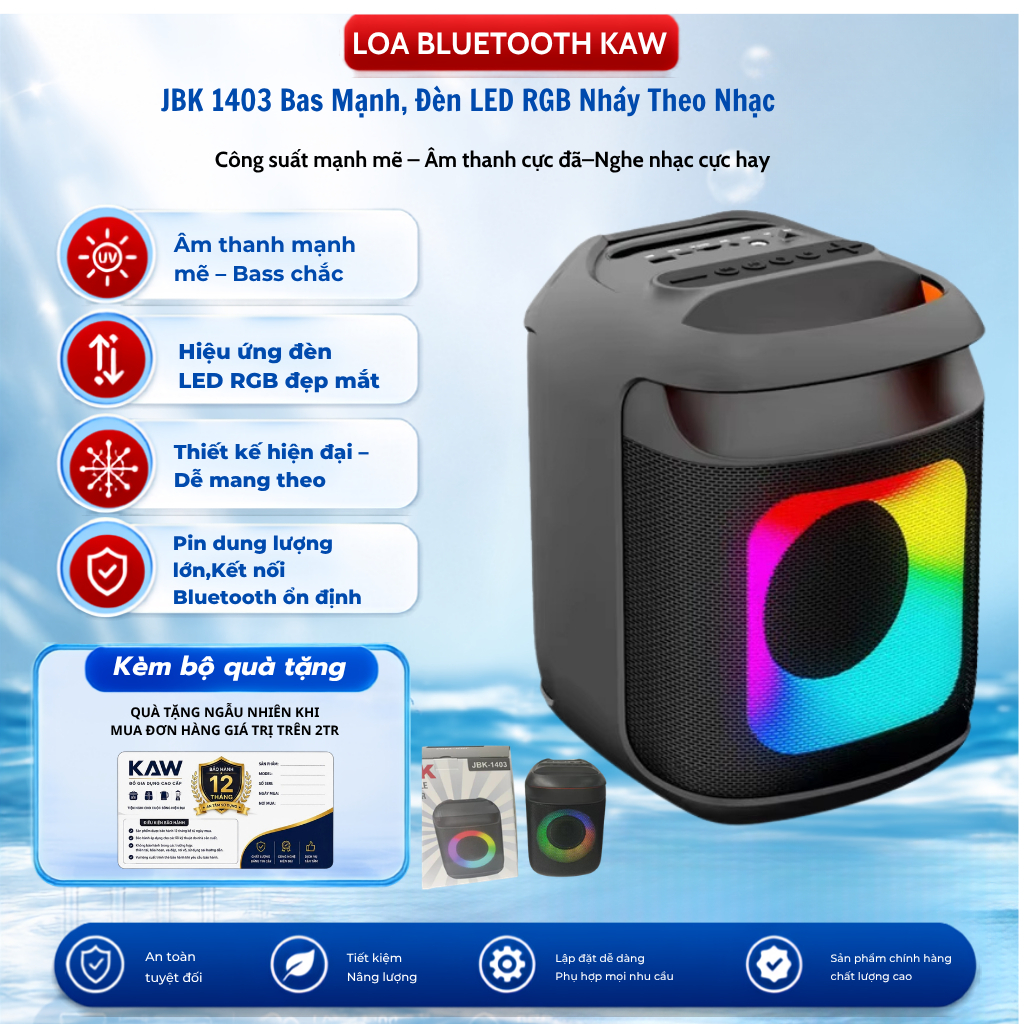 Loa  Bluetooth KAW PartyBox K1  loa mini cầm tay di động nghe nhạc cực hay Bảo Hành 12 tháng