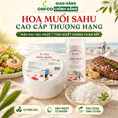 Hoa muối SAHU chính hãng 100% ONFOD muối ăn sa huỳnh tự nhiên giàu khoáng chất healthy