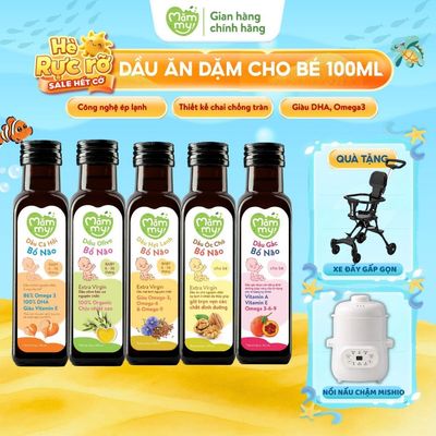 Combo 5 Dầu Ăn Dặm Mămmy Cá hồi, Olive, Hạt lanh, Óc chó, Gấc đỏ bổ sung DHA, Omega3,6,9 cho bé từ 6 tháng