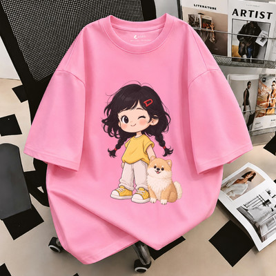 Áo phông nữ dáng rộng NA03 hình cô gái nhiều màu chất liệu thun cotton co giãn 4 chiều từ 15-72kg Loza AT-RT3674