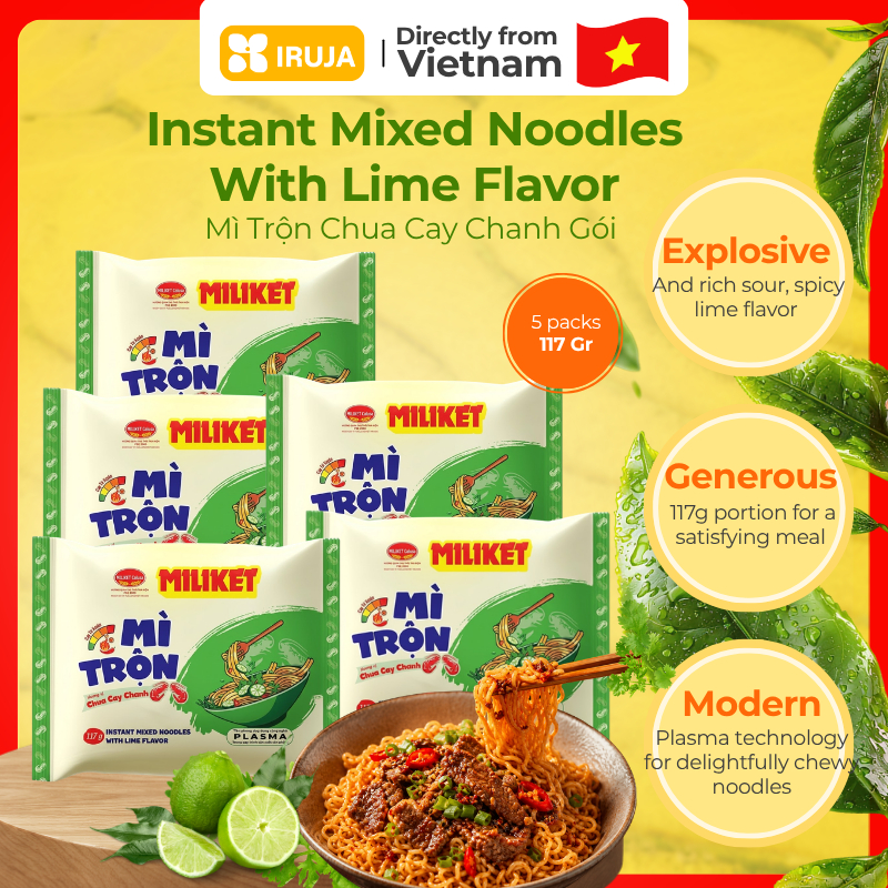 [IRUJA VIETNAM] MÌ TRỘN CHUA CAY MILIKET 117G (COMBO X5)