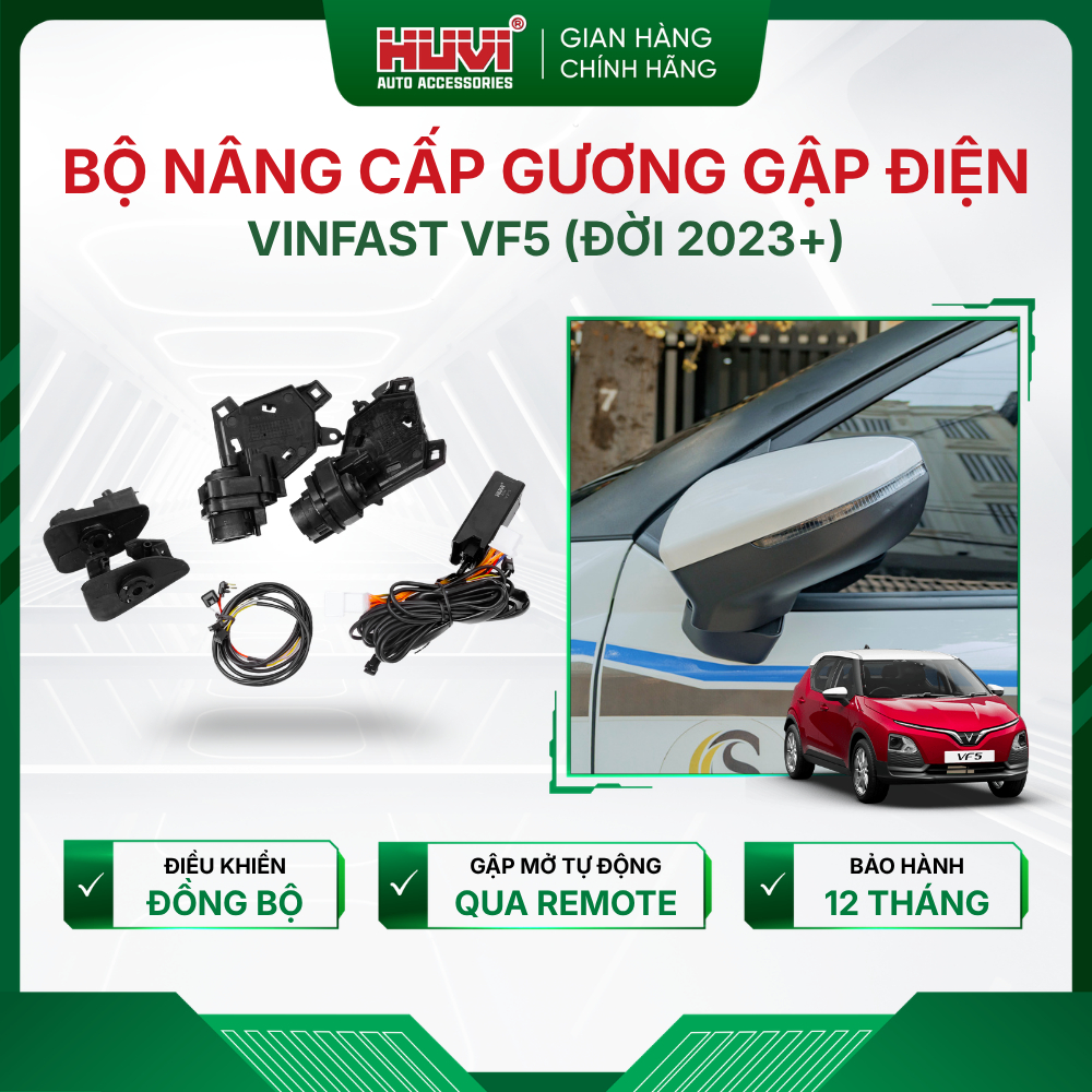 |TẶNG CHẮN BÙN| Bộ nâng cấp gương gấp điện Vinfast VF5 Huvi - Dễ dàng gập mở