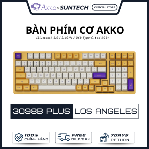 Bàn Phím Cơ AKKO 3098B Plus Los Angeles - 3 Chế Độ Kết Nối, Layout 98 Phím, LED RGB, Keycap PBT Doub