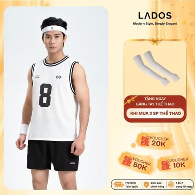 Áo Tanktop ba lỗ nam LADOS-9208 chất lưới mè in số 8, form thể thao thỏa mái vận động