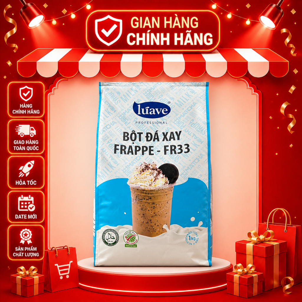 Bột Đá Xay Frappe FR33 Luave 1kg – Bột Pha Chế Đồ Uống Đá Xay, Frappe Và Sinh Tố