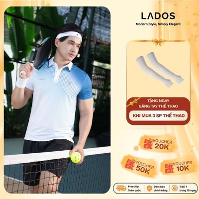 Áo Polo Pickleball Pixel Grid LADOS-9251 Áo Thun Polo Thể Thao Nam, Chất Mè Lỗ Co Giãn 4 Chiều Mềm Mát, Thoáng Khí