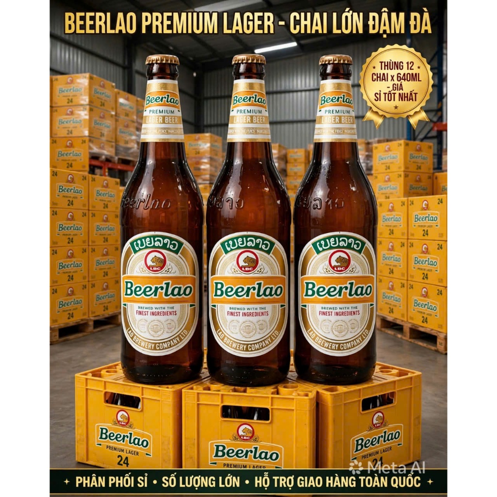Bia Lào - Beerlao - nhập khẩu Lào - 1 thùng 24 chai 330ml
