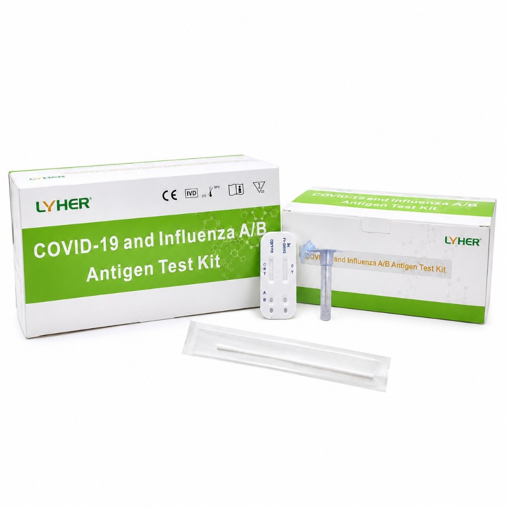 Test Nhanh LYHER 2IN1 3IN1, Test COVID-19 Cúm A/B, Bộ Xét Nghiệm Kháng Nguyên COVID-19, Influenza A,