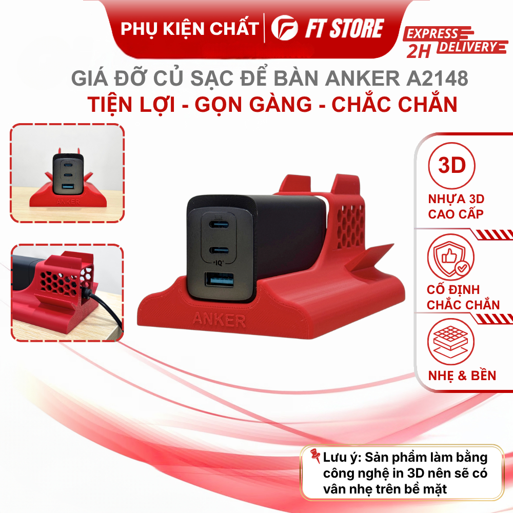 Giá Đỡ Chuyên Dụng Để Bàn Cho Củ Sạc ANKER A2148 Nhỏ Gọn, In 3D Bền Bỉ, Trang Trí Góc Làm Việc