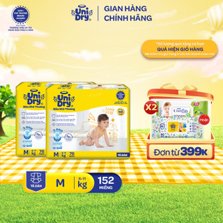 Combo 2 tã dán unidry siêu khô thoáng gói super jumbo mới size m76/l68/xl62