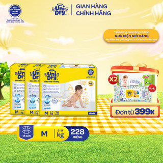 Combo 3 tã dán unidry siêu khô thoáng gói super jumbo mới size m76/l68/xl62