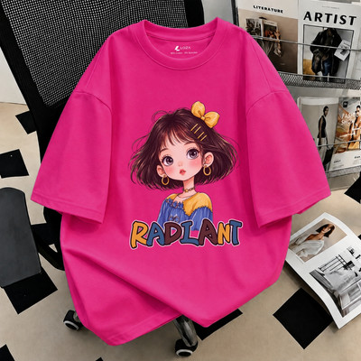 Áo phông nữ dáng rộng NA03 hình cô gái nhiều màu chất liệu thun cotton co giãn 4 chiều từ 15-72kg Loza AT-RT3675