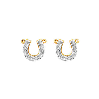 PRIMA Hoa Tai Vàng 9K kết hợp Kim cương BST Ngựa - 991E1810