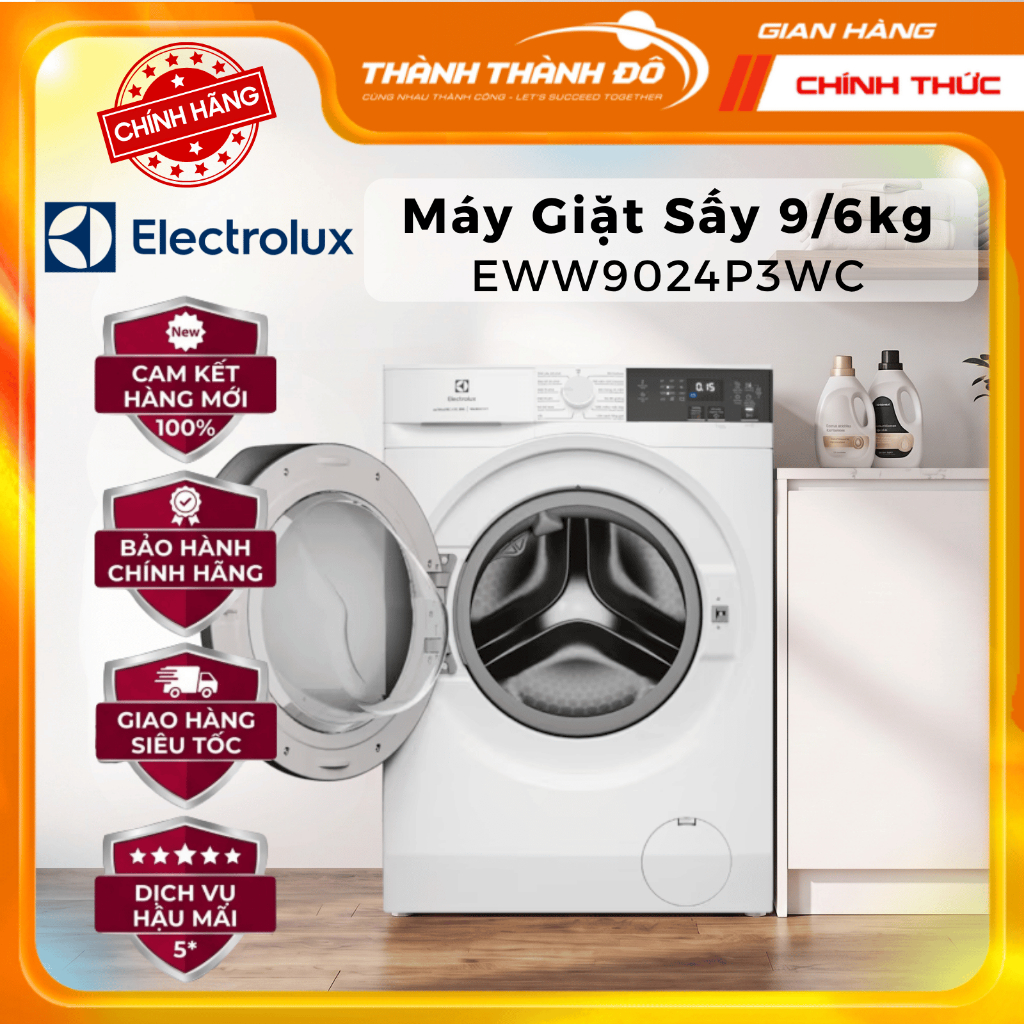 [CHÍNH HÃNG] Máy giặt sấy lồng ngang Electrolux Inverter EWW1343P5SC, EWW1023P5SC, EWW9024P3WC