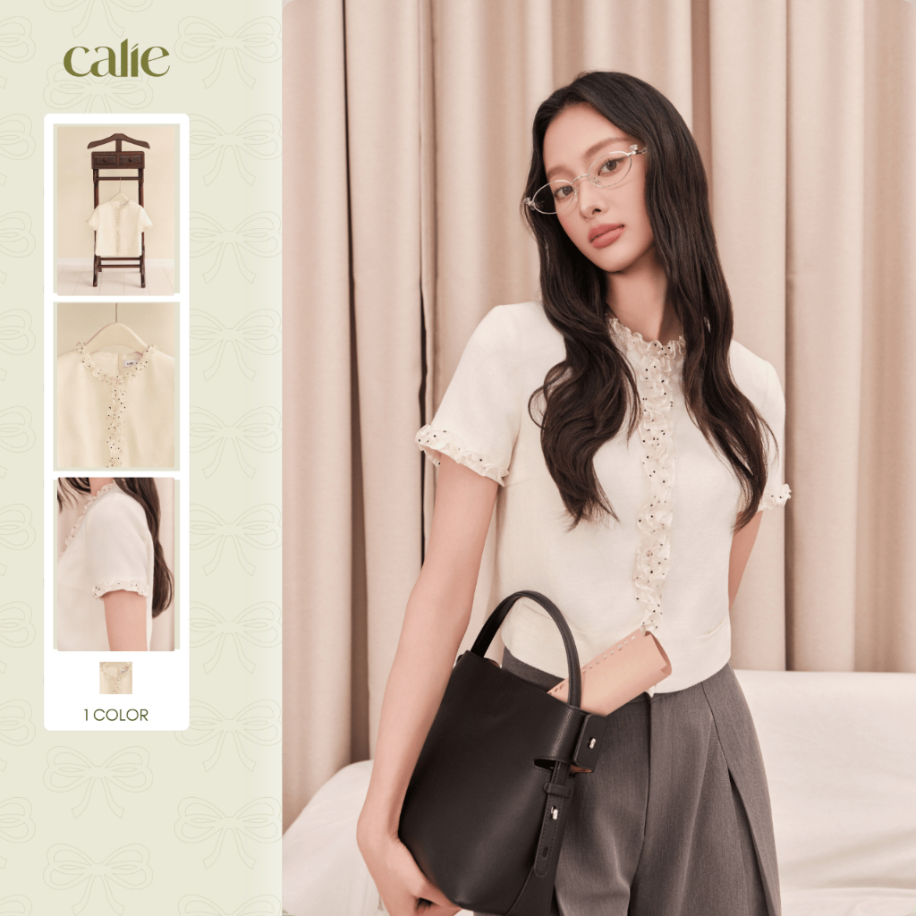 (Late Bloom) Áo tuypsy phối bèo tơ cao cấp, cổ viền bèo nữ tính thanh lịch thời trang nữ Calie [ACC6