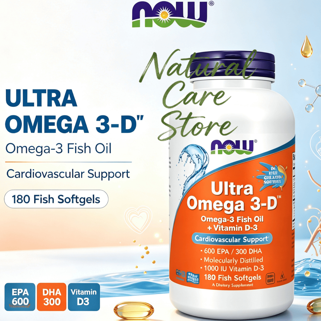 【Nhập khẩu từ Mỹ】Viên uống NOW Ultra Omega 3-D Omega-3 Fish Oil + Vitamin D-3 180 viên