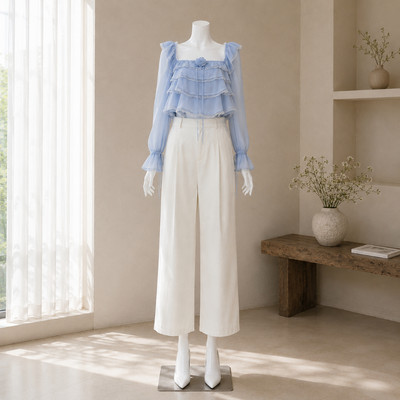 Quần Jean Nữ Ống Đứng 2 Ly Bung 3J04.2507K. Quần Jeans Trắng Cạp Cao Tôn Dáng, Quần Jean Ống Đứng Nữ Thiết Kế Bởi JM