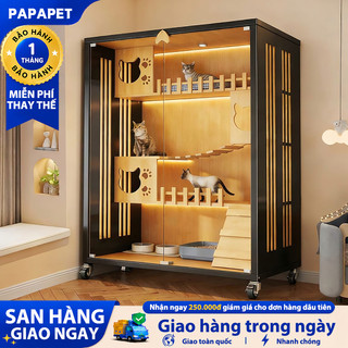 PAPAPET Tủ Nhà Mèo Biệt Thự Cỡ Lớn Nhiều Tầng Không Gian Rộng Rãi Vui Chơi Thoải Mái Cho Nhiều Mèo
