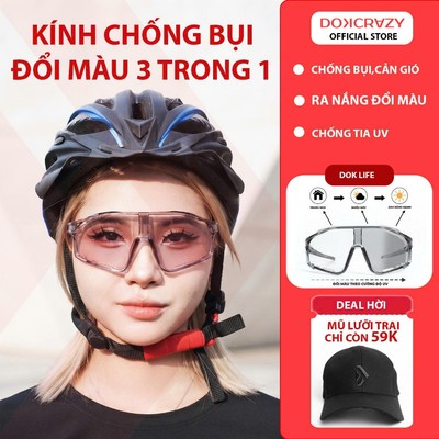 KÍNH ĐỔI MÀU CHỐNG BỤI ĐI ĐƯỜNG, CẢN GIÓ DOKCRAZY BAN NGÀY, BAN ĐÊM CHO NGƯỜI ĐI XE MÁY, XE ĐẠP, THỂ THAO, CHỐNG UV400