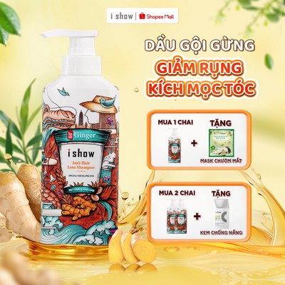 Dầu Gội Gừng I SHOW Hỗ Trợ Giảm Rụng Tóc - Kích Mọc Tóc - Thảo Dược Thiên Nhiên - Phục Hồi Tóc Yếu 300ml
