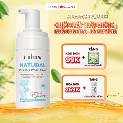 Bọt Vệ Sinh I SHOW Natural Intimate Wash Foam 100ml - Chiết Xuất Trầu Không Và Lá Sen